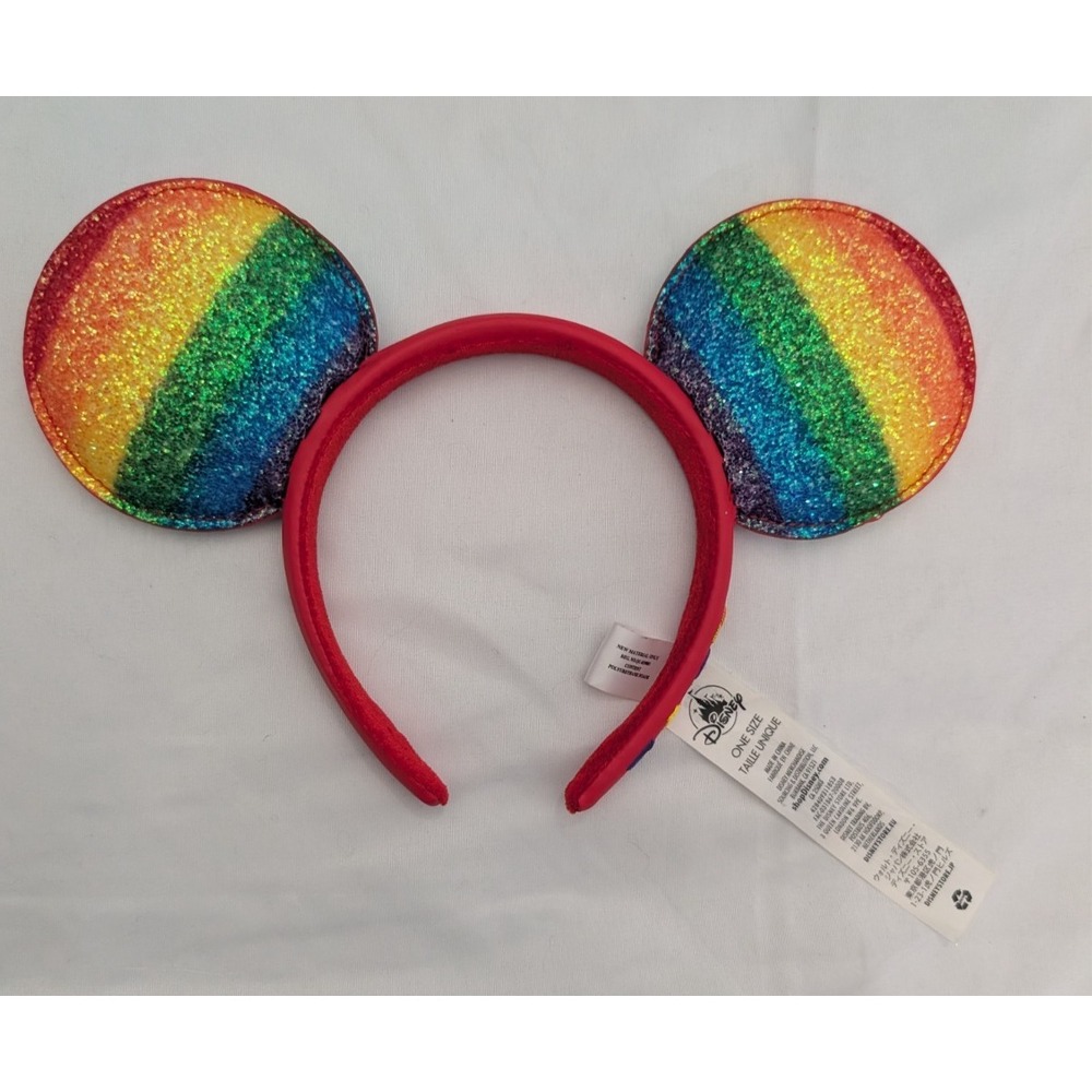 Disney Pride Rainbow Glitter Ear Headband - "LOVE" Embroidered